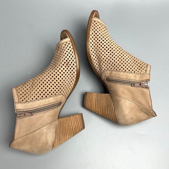 PAUL GREEN Tianna Suede Beige Open Toe Chunky Heeled Ankle Sandal Bootie US 7,5 - Picture 6 of 15